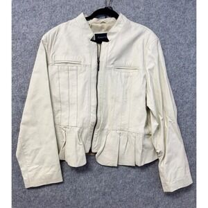 Ashley‎ Stewart Cream Leather Peplum Jacket Women's Plus Size 2x